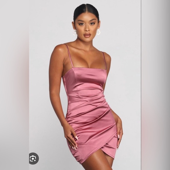 Windsor mauve satin wrapped mini dress - Picture 4 of 4